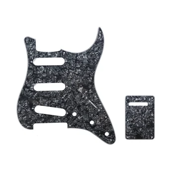 

Musiclily SSS 11 Hole Strat Guitar Pickguard and BackPlate Set for Fender USA/Mexican Standard Stratocaster, 4Ply Black Pearl