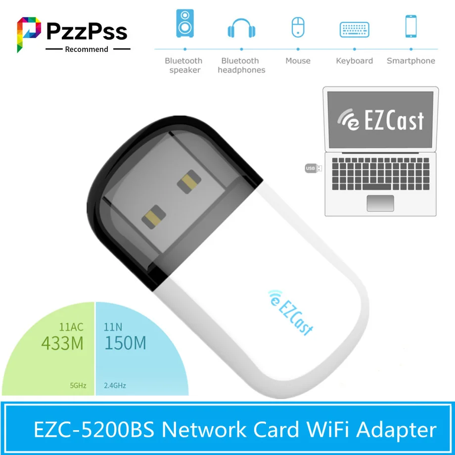 Сетевой адаптер Wi-Fi PzzPss компактный двухдиапазонный USB Ethernet 2 4 ГГц | Компьютеры и
