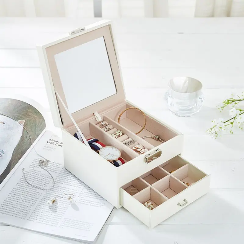 multi Section Classic Holder with Modern drawer ,Lock & Large Mirror Leather Jewelry Box Organizer for Women Teens Girls
multi Section Classic Holder with Modern drawer ,Lock & Large Mirror Leather Jewelry Box Organizer for Women Teens Girls