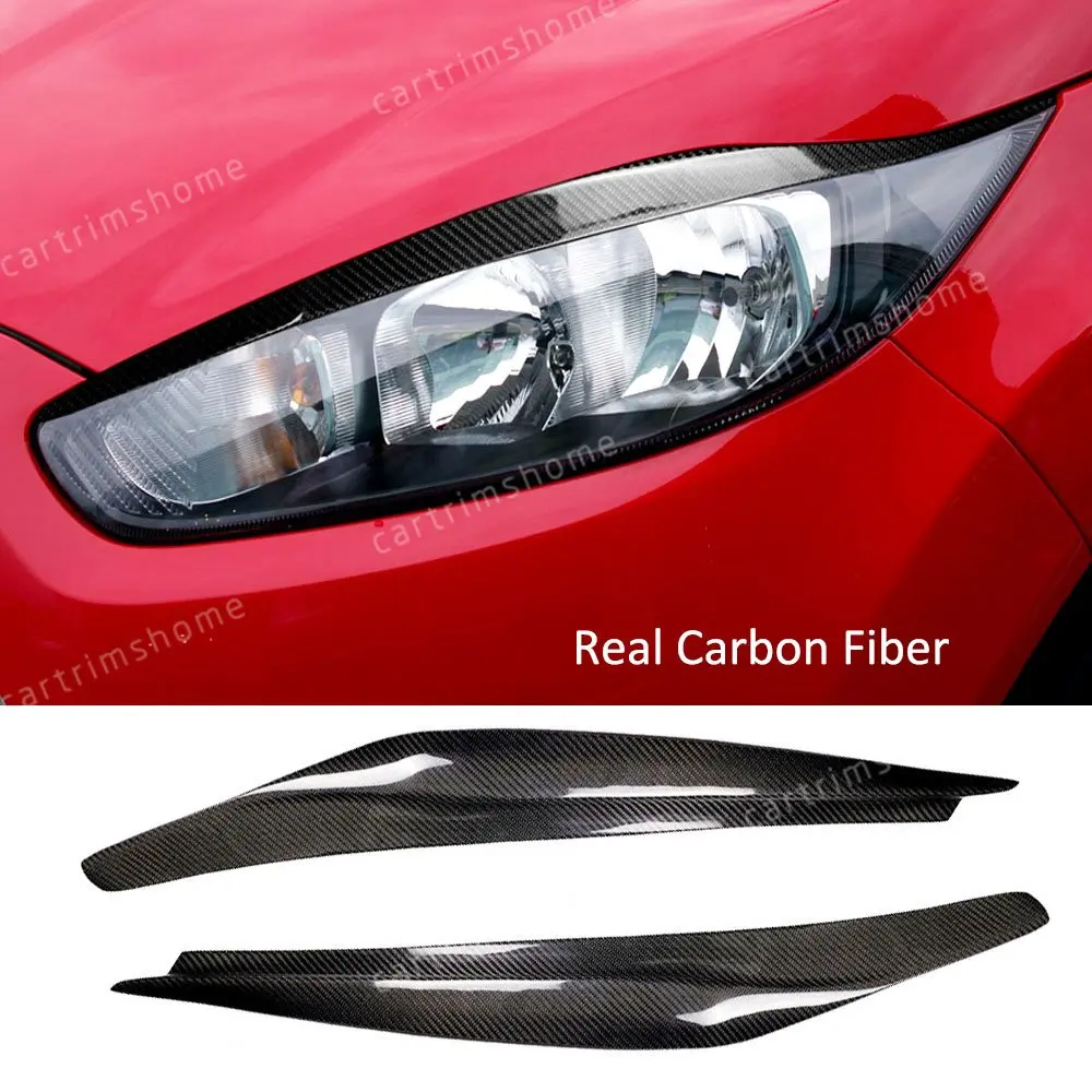 Real Carbon Fiber Headlight Eyelids eyebrow Cover Fit For Ford Fiesta 2013-2016 | Автомобили и мотоциклы