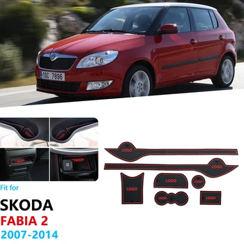 

Anti-Slip Rubber Gate Slot Cup Mat for Skoda Fabia 2 2007~2014 5J MK2 Combi Cushion Car Stickers 2008 2009 2010 2011 2012 2013