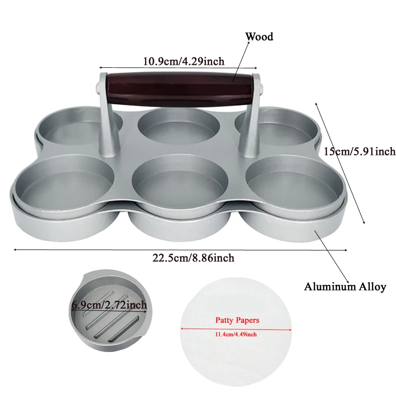 6 Stuffed Burger Press with 100 Free Burger Papers, Works Best for Stuffed Burgers, Sliders, Regular Beef Burger Wholesale
6 Stuffed Burger Press with 100 Free Burger Papers, Works Best for Stuffed Burgers, Sliders, Regular Beef Burger Wholesale