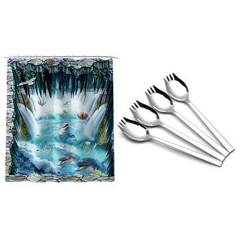 4-Pack Camping Backpacking Utensils Set & 1 Set Bathroom Shower Curtain Dolphin Print Bath Curtain
4-Pack Camping Backpacking Utensils Set & 1 Set Bathroom Shower Curtain Dolphin Print Bath Curtain