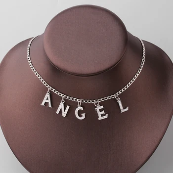 Personality Harajuku Style Crystal custom necklace Angel Customize Initial letters name DIY pendant Choker Women men Jewelry
Personality Harajuku Style Crystal custom necklace Angel Customize Initial letters name DIY pendant Choker Women men Jewelry