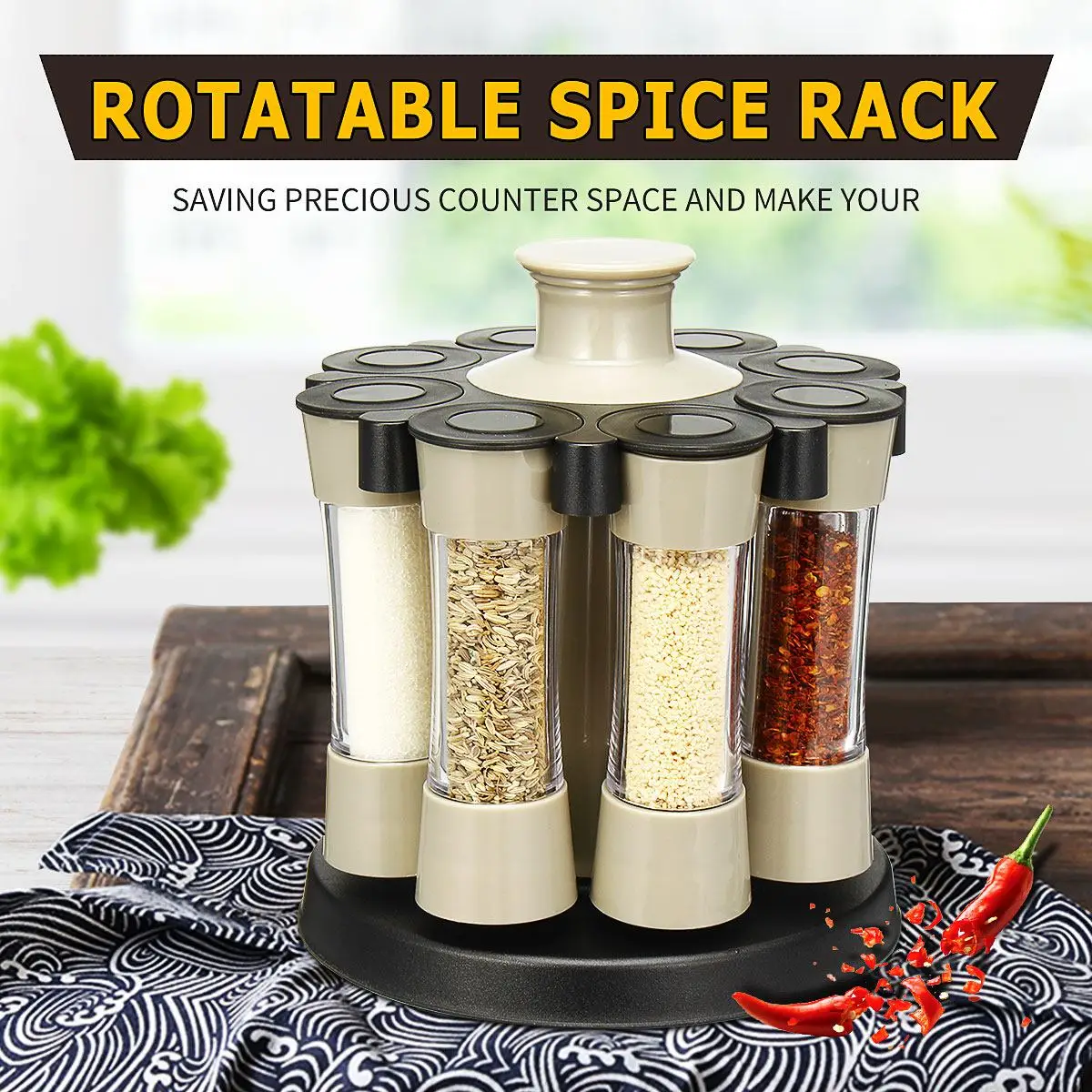 Rotating Spice Storage Rack Stand Holder With 8 Condiment Bottles Kitchen Seasoning Organizer Shelf Set Storage Container Gifts
Rotating Spice Storage Rack Stand Holder With 8 Condiment Bottles Kitchen Seasoning Organizer Shelf Set Storage Container Gifts