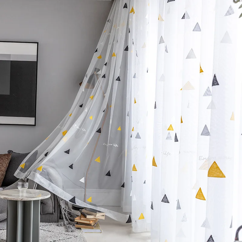 Simple Kids Triangle Embroidered Tulle Curtains for Children's Bedroom Window Treatments Modern Sheer for Living Room
Simple Kids Triangle Embroidered Tulle Curtains for Children's Bedroom Window Treatments Modern Sheer for Living Room