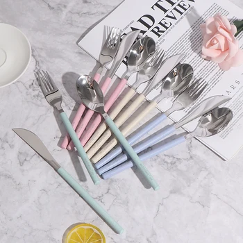 3pcs/set Kitchen Tableware With Wheat Straw Handle Knife Fork Spoon Dinner Set Dinnerware Cutlery Set 304 Stainless Steel
3pcs/set Kitchen Tableware With Wheat Straw Handle Knife Fork Spoon Dinner Set Dinnerware Cutlery Set 304 Stainless Steel
