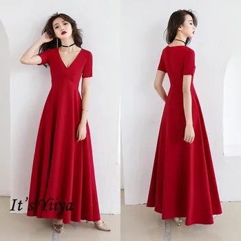 It's Yiiya V-Neck Formal Dress Short Sleeve Solid Floor Length Dress A-Line Plus Size Zipper Burgundy Pleat Robe De Soiree K300
It's Yiiya V-Neck Formal Dress Short Sleeve Solid Floor Length Dress A-Line Plus Size Zipper Burgundy Pleat Robe De Soiree K300