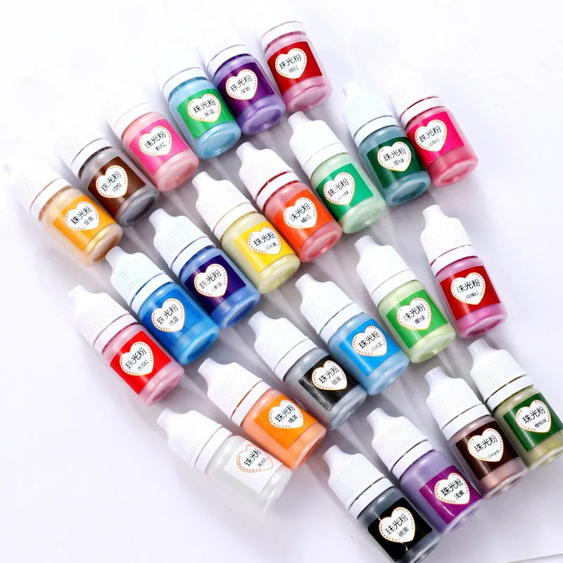 Новый DIY ремесла 24 цвета 5 мл перламутровый пигментный порошок Mica Rainbow UV смола
