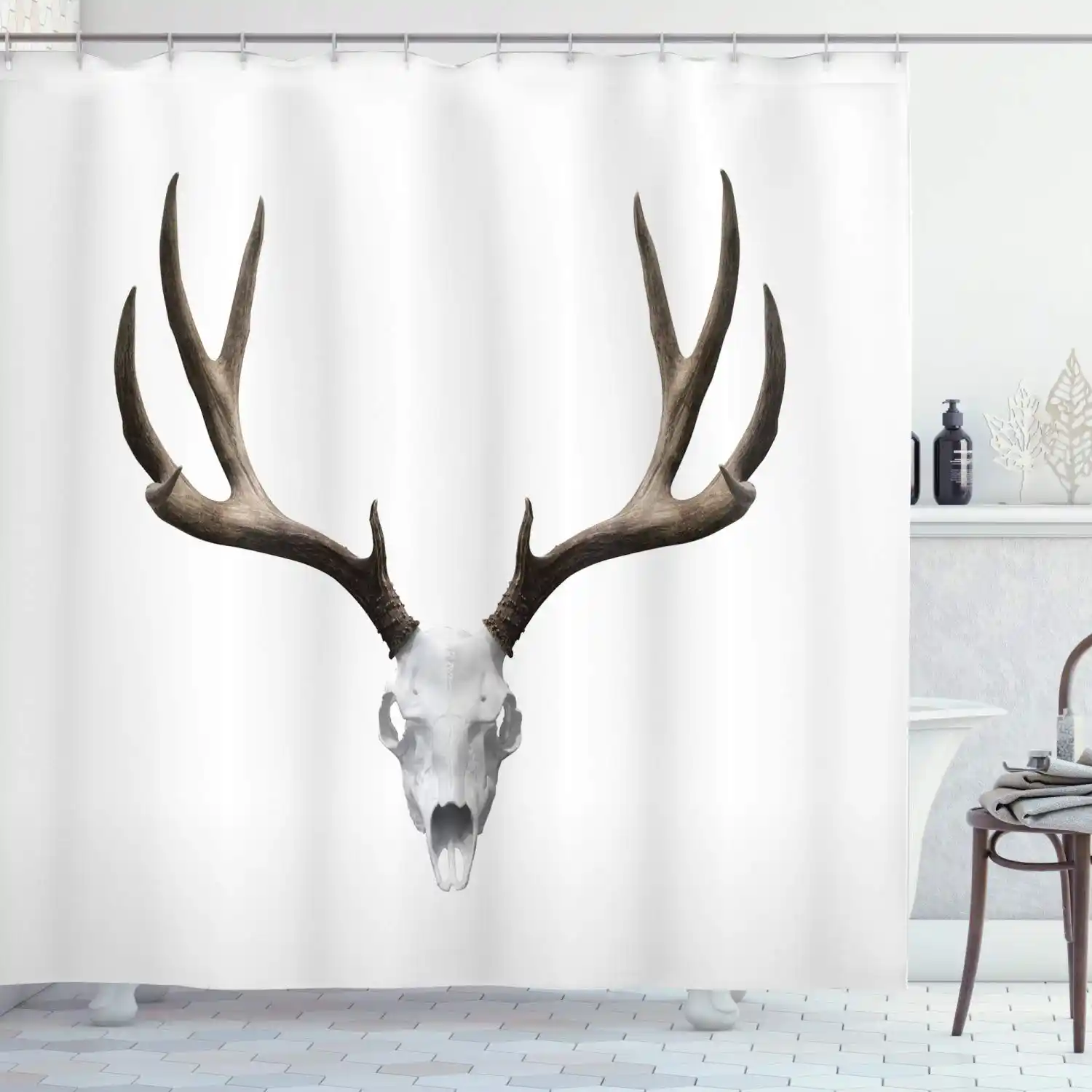 Antlers Shower Curtain Deer Skull Skeleton Head Bone Halloween Weathered Hunter Theme Motif Bathroom Decor Set With Hooks 70 Shower Curtains Aliexpress