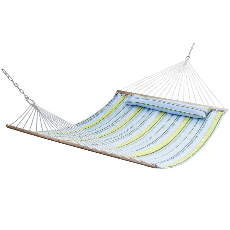 Уличный двойной гамак, стеганая тканевая кровать, качели, подвесные с подушками для 2 человек 
Уличный двойной гамак, стеганая тканевая кровать, качели, подвесные с подушками для 2 человек