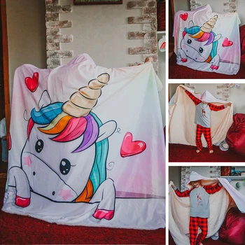 Creative Cartoon Unicorn Pattern Children Adult Hooded Blanket Winter Warm Watch TV Camping Travel Airplane Wearable Blankets
Creative Cartoon Unicorn Pattern Children Adult Hooded Blanket Winter Warm Watch TV Camping Travel Airplane Wearable Blankets