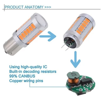 2Pcs Lights Amber LED 1156 33SMD Car Tail Turn Signal Brake Reverse Bulbs DC 12V Universal Replacement Hot Sale
2Pcs Lights Amber LED 1156 33SMD Car Tail Turn Signal Brake Reverse Bulbs DC 12V Universal Replacement Hot Sale