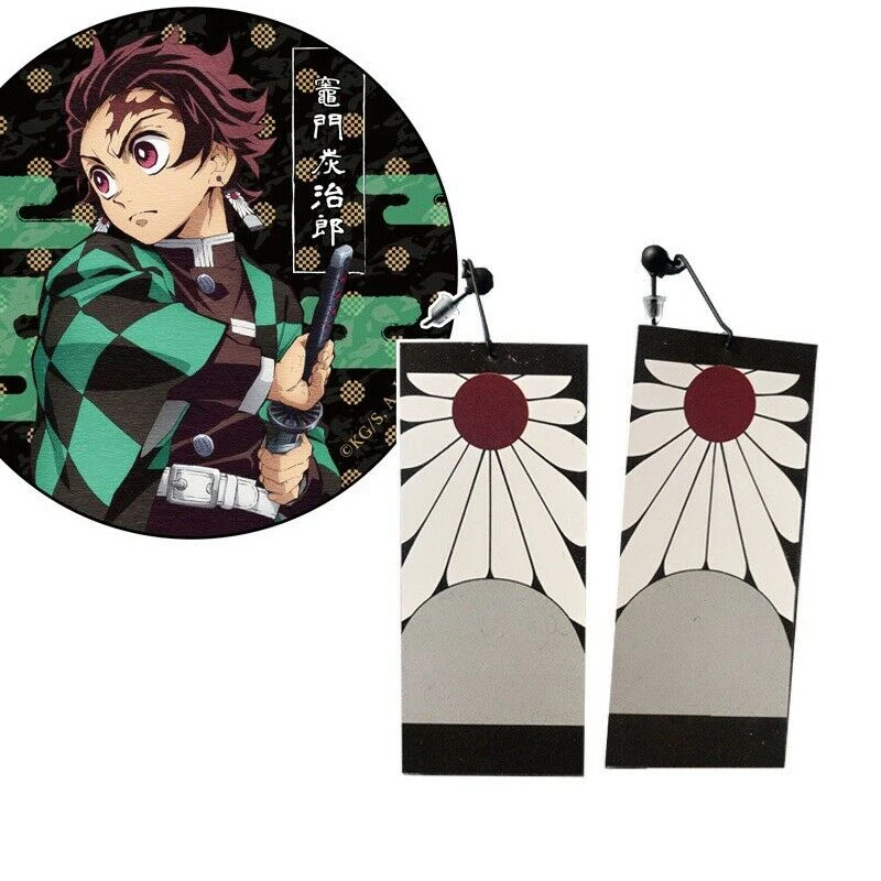 

1 Pair Demon Slayer Kimetsu no Yaiba Anime Earrings Kamado Tanjirou Japanese Cosplay Props Ear Stud Eardrops Ear Rings