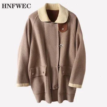 2020 autumn and winter coat women's double-sided mid-length black buckle loose cashmere coat double-sided coat V442 
2020 autumn and winter coat women's double-sided mid-length black buckle loose cashmere coat double-sided coat V442