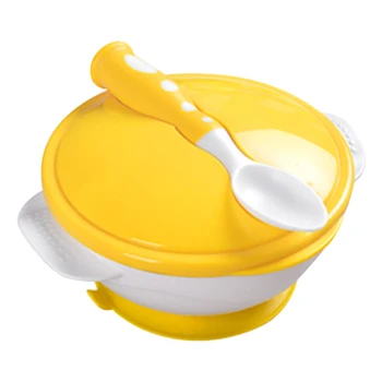 Tableware Safety Easy Clean PP Anti Slip Home Double Handle With Temperature Sensing Spoon With Lid Baby Feeding Bowl Set Sucker
Tableware Safety Easy Clean PP Anti Slip Home Double Handle With Temperature Sensing Spoon With Lid Baby Feeding Bowl Set Sucker