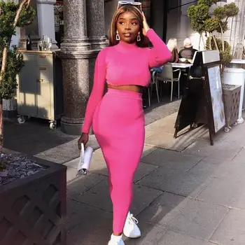 2019 Autumn Women Solid Navel Exposed Bodycon Two Piece Set Long Sleeve Turtleneck Party Two Piece Outfits Women's Set
2019 Autumn Women Solid Navel Exposed Bodycon Two Piece Set Long Sleeve Turtleneck Party Two Piece Outfits Women's Set