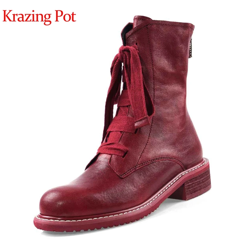 Krazing pot sheep leather round toe western boots European designer med heels butterfly-knot lace up fashion mid-calf boots L06
Krazing pot sheep leather round toe western boots European designer med heels butterfly-knot lace up fashion mid-calf boots L06