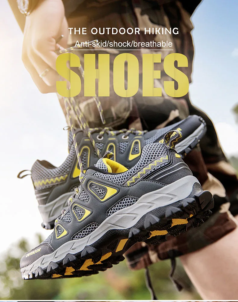 Men's Outdoor Hiking Shoes Spring Summer Air Mesh Breathable Waterproof Anti-skid Climbing Shoes Man Trekking Trail Sneakers Men's Outdoor Hiking Shoes Spring Summer Air Mesh Breathable Waterproof Anti-skid Climbing Shoes Man Trekking Trail Sneakers