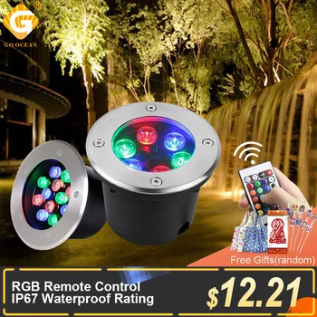 

RGB Remote Control In-ground Floor Light 12V 85-265V 3W 6W 9W 12W 15W 18W 24W 36W Underground Lights Garden Deck Outdoor Lamps