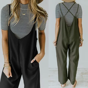 S 3XL 2020 Summer Solid Sleeveless Jumpsuits Fashion Blackless Wide Leg Rompers ZANZEA Women Strappy V Neck Long Overalls Pants 
S 3XL 2020 Summer Solid Sleeveless Jumpsuits Fashion Blackless Wide Leg Rompers ZANZEA Women Strappy V Neck Long Overalls Pants
