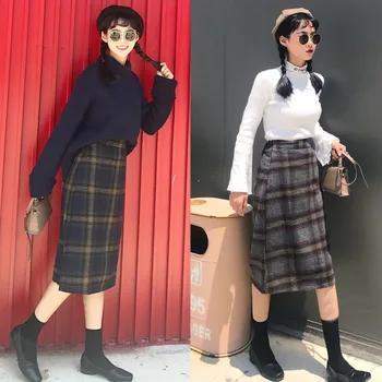 Autumn Winter Women Long Skirt Section Retro High Waist Slim Thick Plaid Woolen Skirt Y
Autumn Winter Women Long Skirt Section Retro High Waist Slim Thick Plaid Woolen Skirt Y