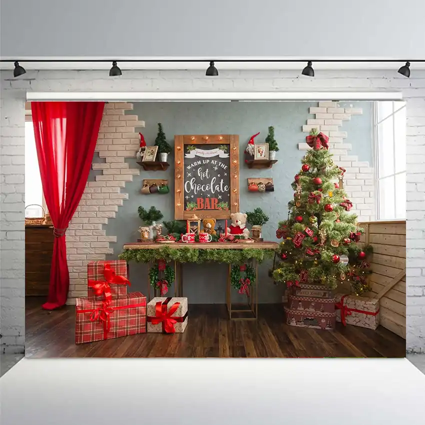 interior background photography winter christmas tree gift box