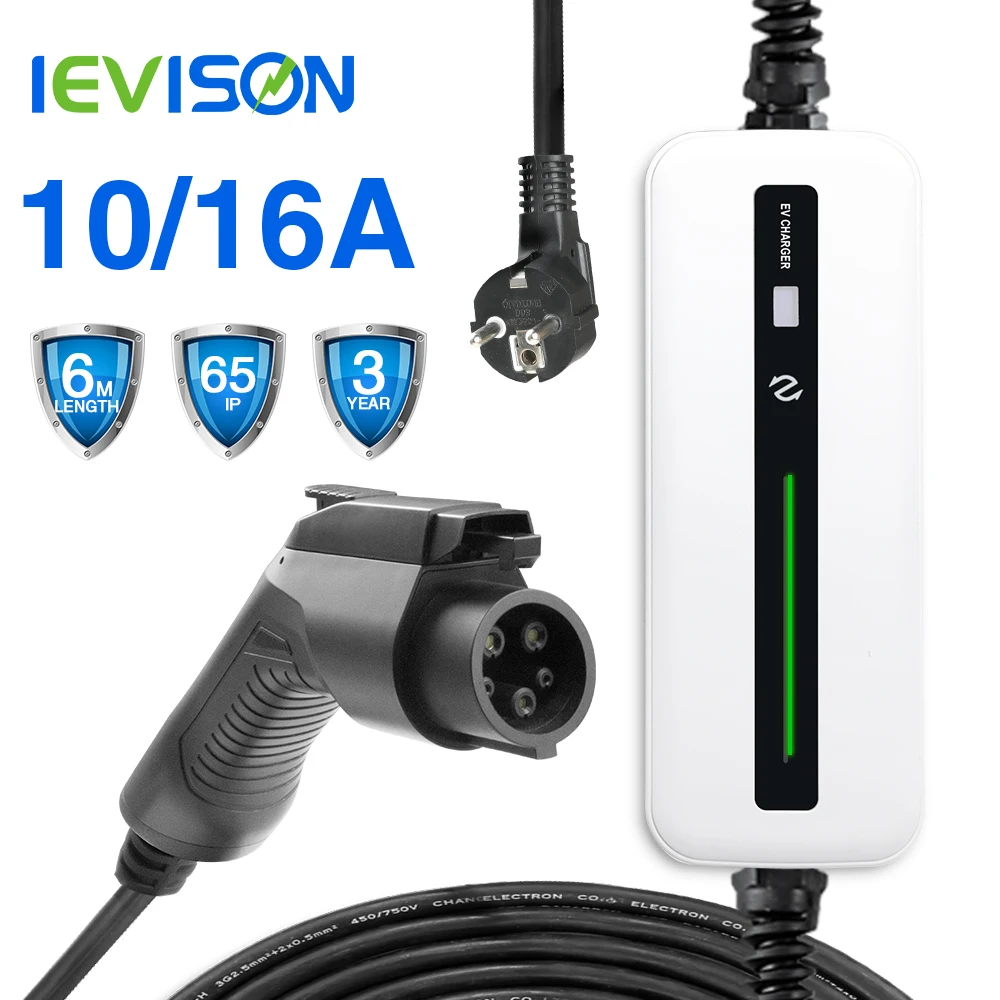 EVSE Type1 Portable EV Charging Box Cable Switchable Current 10/16A SchukoPlug Electric Vehicle Car Charger SAEJ1772 6.5m 1phase
EVSE Type1 Portable EV Charging Box Cable Switchable Current 10/16A SchukoPlug Electric Vehicle Car Charger SAEJ1772 6.5m 1phase