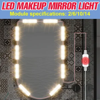 LED Makeup Lamp Wall Lamp 2 6 10 14 Modules 5V Dressing Table Beauty Vanity Mirror Light USB Hollywood Dimmable Cosmetic Lamp
LED Makeup Lamp Wall Lamp 2 6 10 14 Modules 5V Dressing Table Beauty Vanity Mirror Light USB Hollywood Dimmable Cosmetic Lamp