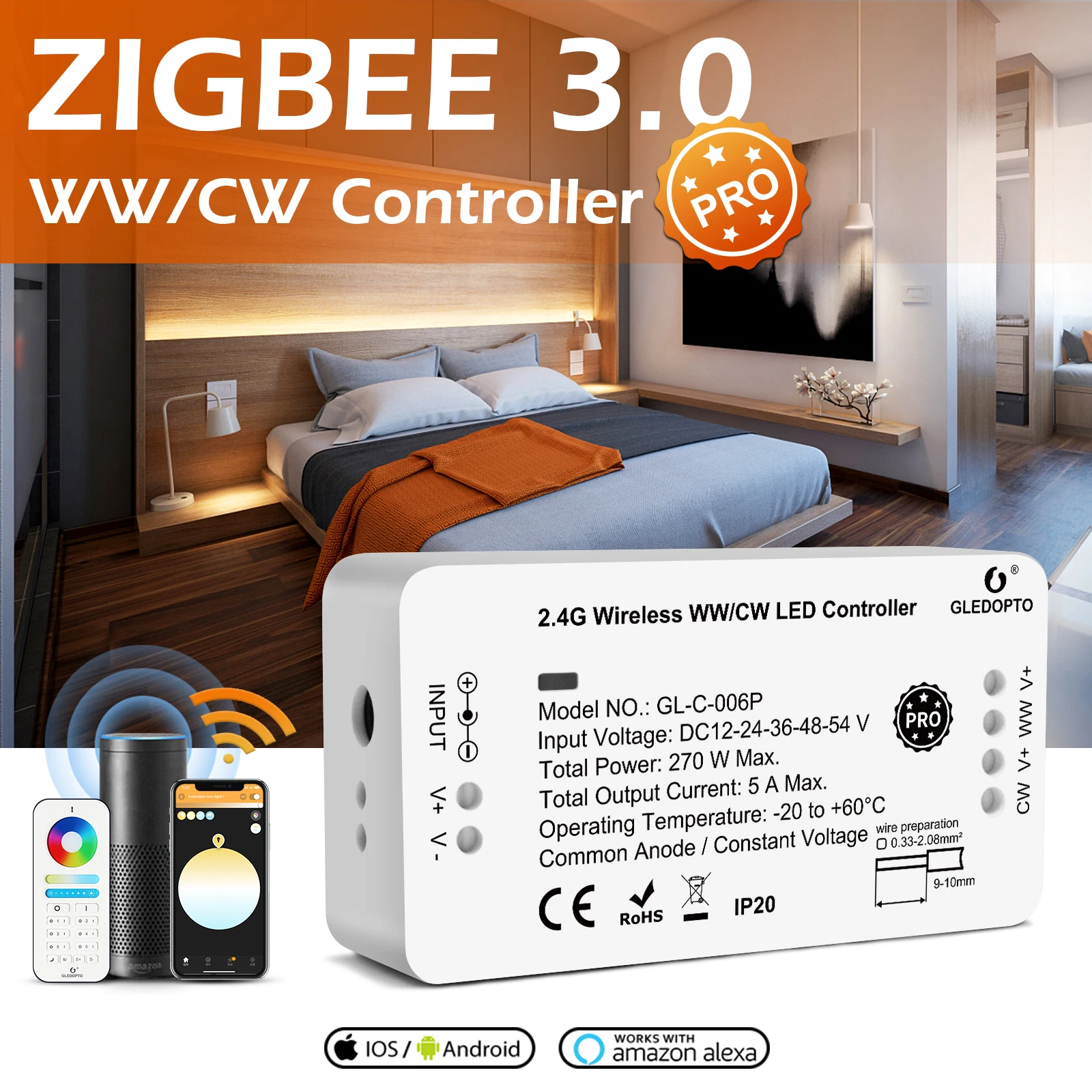 Контроллер Zigbee 3,0 Smart Pro WW/CW с теплым и холодным белым светом, работает с приложением SmartThings, Alexa Echo Plus, 2,4G, Радиочастотный пульт дистанционного управления
Контроллер Zigbee 3,0 Smart Pro WW/CW с теплым и холодным белым светом, работает с приложением SmartThings, Alexa Echo Plus, 2,4G, Радиочастотный пульт дистанционного управления