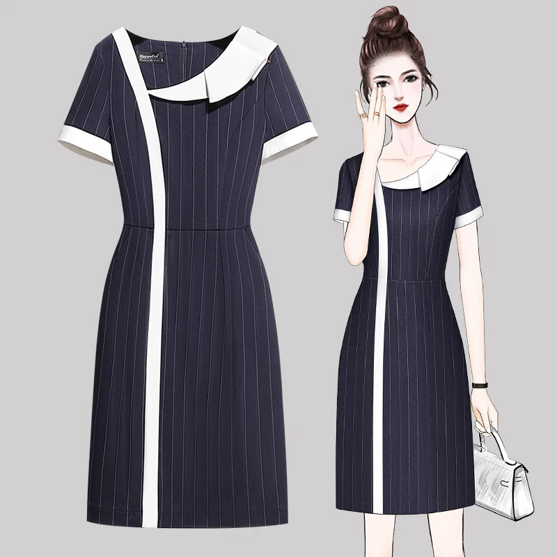 Office Lady Work Formal Dress Summer Short Sleeve Women Vintage Striped Pencil Dress Spring Summer Elegant Korean Style Dresses
Office Lady Work Formal Dress Summer Short Sleeve Women Vintage Striped Pencil Dress Spring Summer Elegant Korean Style Dresses