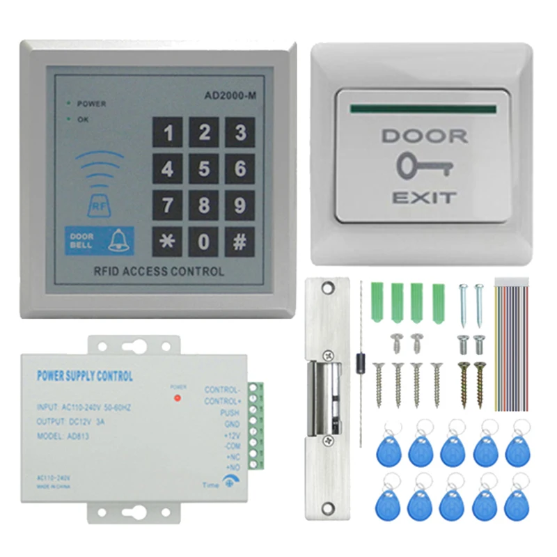 TZAD2000M-03 RFID Door Access Control System Kit, Home Security System with 150KA Cathode Lock Proximity Door Entry Keypad 10 Ke 
TZAD2000M-03 RFID Door Access Control System Kit, Home Security System with 150KA Cathode Lock Proximity Door Entry Keypad 10 Ke