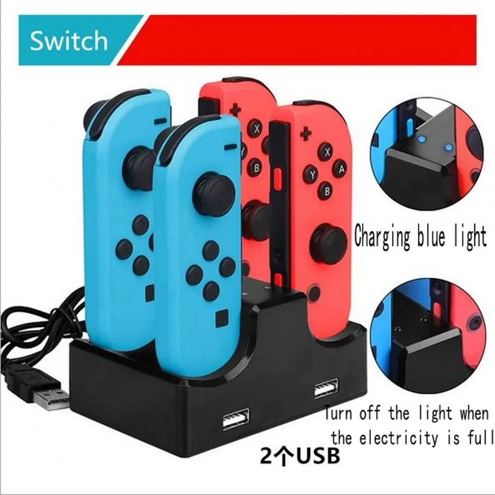 Зарядная док-станция Joy-Con светодиодный подсветкой и кабелем Micro USB для консоли