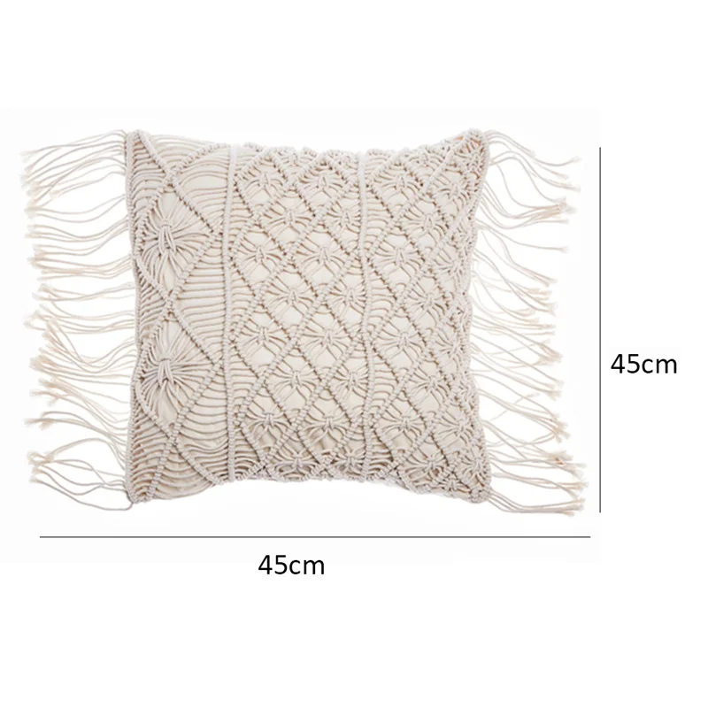 Macrame Geometric Cushion Cover - Boho Tassel Pillowcase 45x45cm 11 H55bb4ad389b54e568d4247330f2385aet