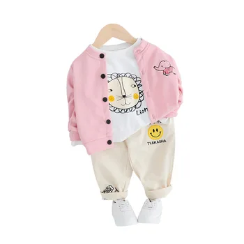 Children's cartoon long-sleeved bottoming shirt trousers three-piece autumn cute cardigan suit 
Children's cartoon long-sleeved bottoming shirt trousers three-piece autumn cute cardigan suit