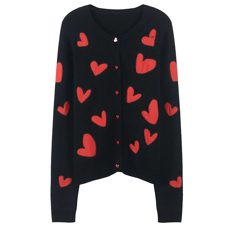 Heart Pattern Embroidery Cardigan Femme Shrug Autumn Winter Sweater Coat Women Cardigans Button Knit Top Runway Design Outwear
Heart Pattern Embroidery Cardigan Femme Shrug Autumn Winter Sweater Coat Women Cardigans Button Knit Top Runway Design Outwear
