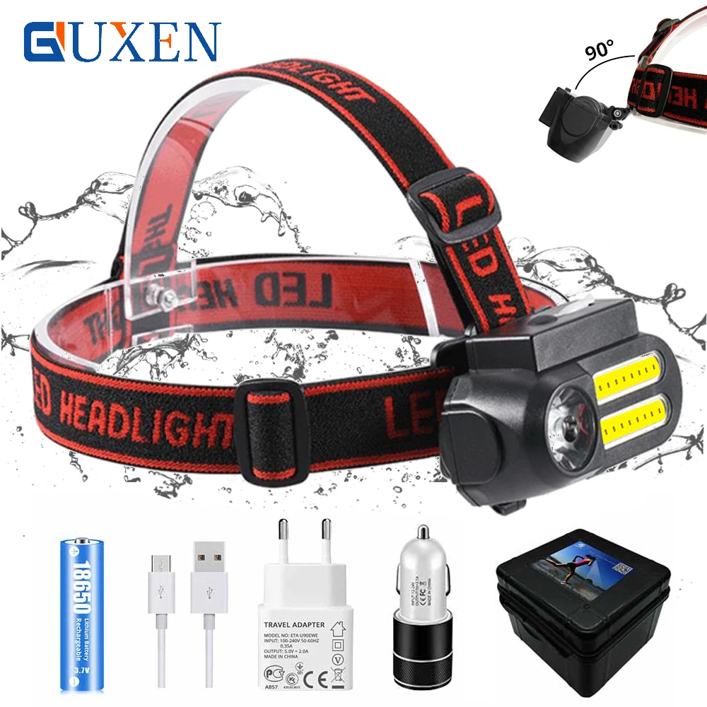 Rechargeable LED Headlamp 4 Modes XPE + 2 COB Headlight Waterproof Flash Lantern Portable Outdoor Lighting for Fishing Camping
Rechargeable LED Headlamp 4 Modes XPE + 2 COB Headlight Waterproof Flash Lantern Portable Outdoor Lighting for Fishing Camping