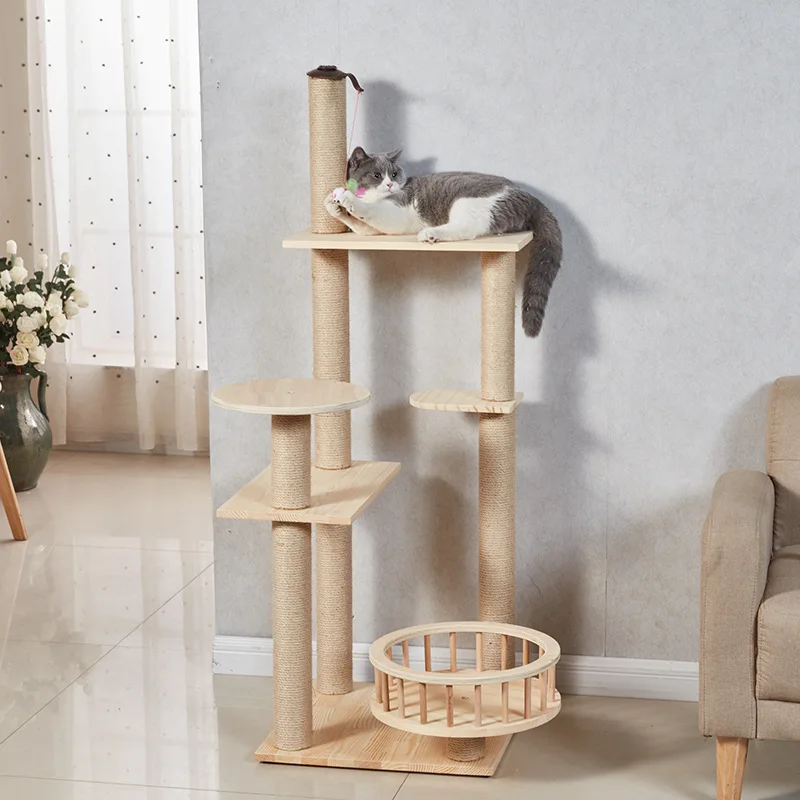 Cat Climbing Frame Solid Wood Sisal Litter Tree Toy Scratch Board Four Seasons Universal Column Supplies
Cat Climbing Frame Solid Wood Sisal Litter Tree Toy Scratch Board Four Seasons Universal Column Supplies