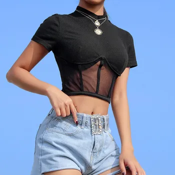 Blouse Women Shirt Women Tops блузка женская Fashion Summer Solid Mesh Waist Short Sleeve Open Navel Short Top Blouse Free Ship
Blouse Women Shirt Women Tops блузка женская Fashion Summer Solid Mesh Waist Short Sleeve Open Navel Short Top Blouse Free Ship