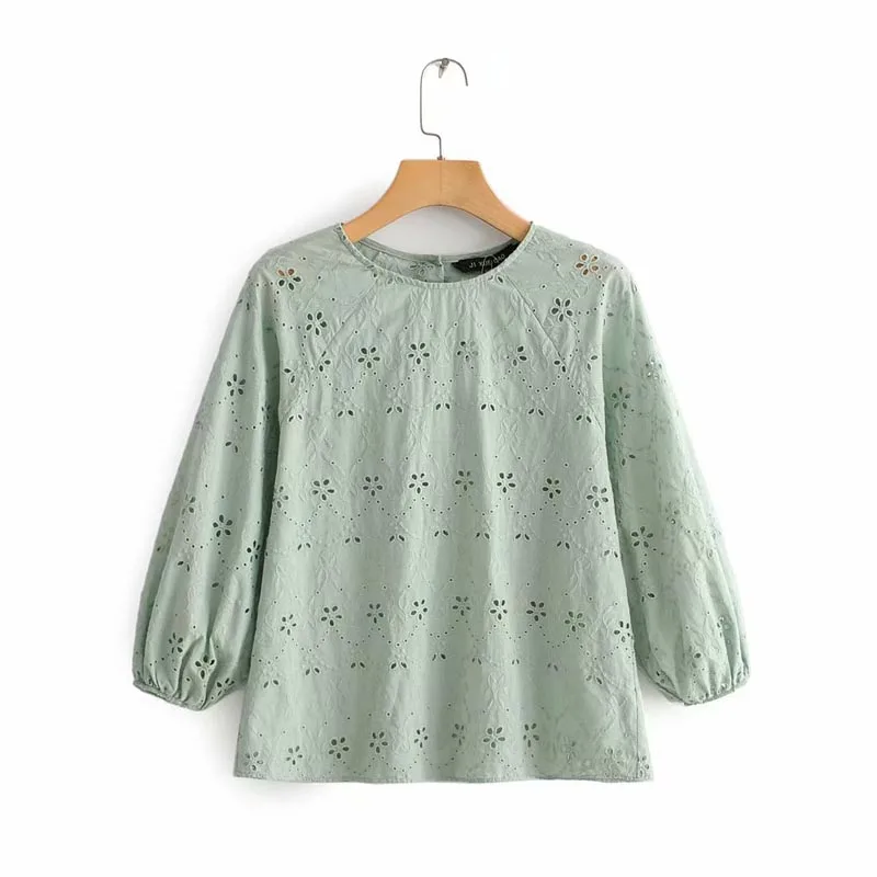 CS905 Autumn Women O Neck Hollow Out Embroidery Mint Green Color Pullover Blouse Tops
CS905 Autumn Women O Neck Hollow Out Embroidery Mint Green Color Pullover Blouse Tops
