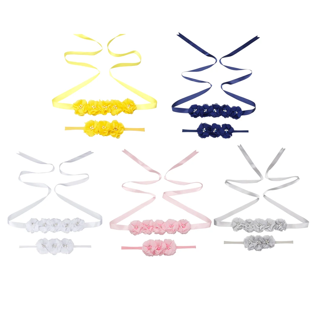 2pcs Maternity Belly Sash Band Belt & Baby Hair Band Headband Flower with Crystal Rhinestones Pearls Head Wrap and Sash Belt Set 2pcs Maternity Belly Sash Band Belt & Baby Hair Band Headband Flower with Crystal Rhinestones Pearls Head Wrap and Sash Belt Set