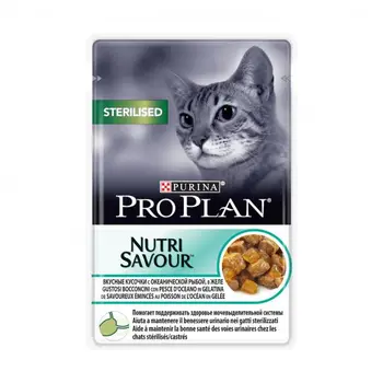Влажный корм Purina Pro Plan для стерилизованных кошек и кастрированных котов, океаническая рыба в желе, пауч, 85 г
Влажный корм Purina Pro Plan для стерилизованных кошек и кастрированных котов, океаническая рыба в желе, пауч, 85 г