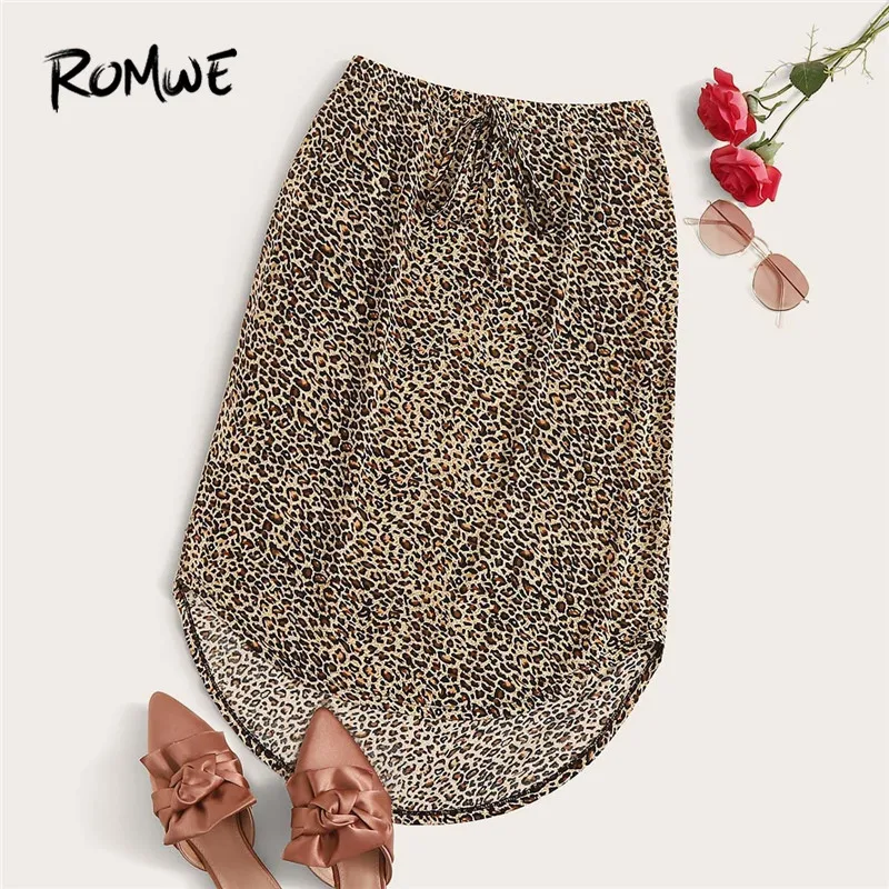ROMWE Leopard Print Tie Waist Dip Hem Midi Skirt Women Spring Casual Long Skirt Curve Hem High Waist Skirt Ladies Skirts 
ROMWE Leopard Print Tie Waist Dip Hem Midi Skirt Women Spring Casual Long Skirt Curve Hem High Waist Skirt Ladies Skirts