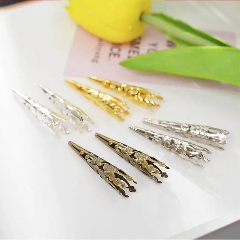 50pcs Hairpin Beads Caps Long Filigree Flower Hollow Out Tassel Cap Loose Beads Caps Charm Accessorries for Jewelry Making DIY
50pcs Hairpin Beads Caps Long Filigree Flower Hollow Out Tassel Cap Loose Beads Caps Charm Accessorries for Jewelry Making DIY