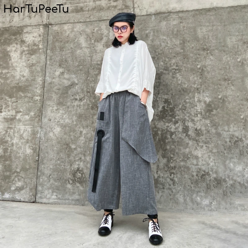 Cropped High Waist Pants Women Plus Size Loose Wide Leg Trousers with Ribbon Thin Summer 2020 Side Pockets Ankle-length Pants
Cropped High Waist Pants Women Plus Size Loose Wide Leg Trousers with Ribbon Thin Summer 2020 Side Pockets Ankle-length Pants