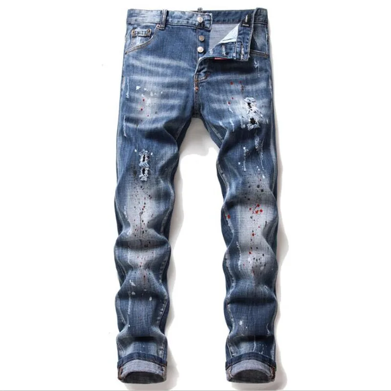 2020 new style DSQ jeans men's embroidery spray paint dot holes catching flowers trousers painted letters slim cotton red ears
2020 new style DSQ jeans men's embroidery spray paint dot holes catching flowers trousers painted letters slim cotton red ears
