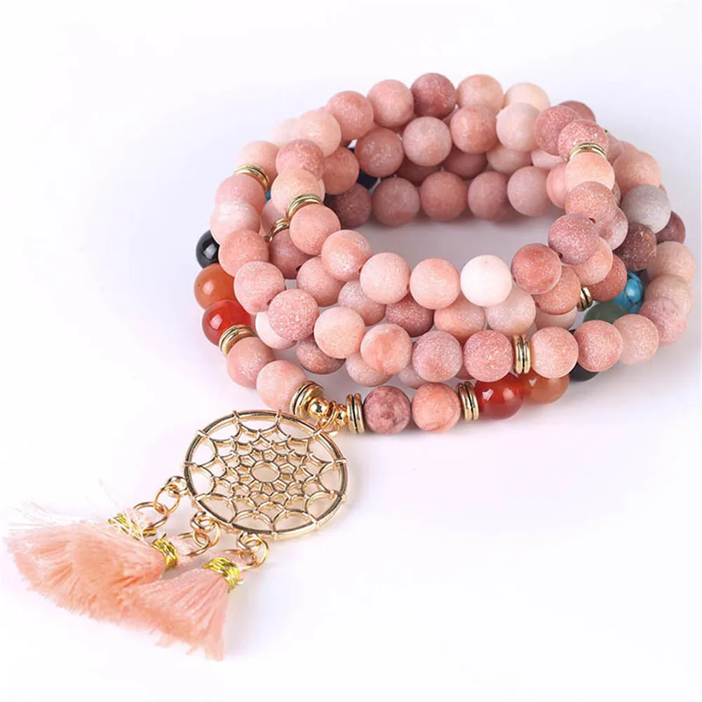 Wholesale 3pcs Gold Plated Dream Catcher Bracelet 108 Rosary Beads Hand String Natural Crystal Stone Seven Chakra Yoga Bracelet
Wholesale 3pcs Gold Plated Dream Catcher Bracelet 108 Rosary Beads Hand String Natural Crystal Stone Seven Chakra Yoga Bracelet