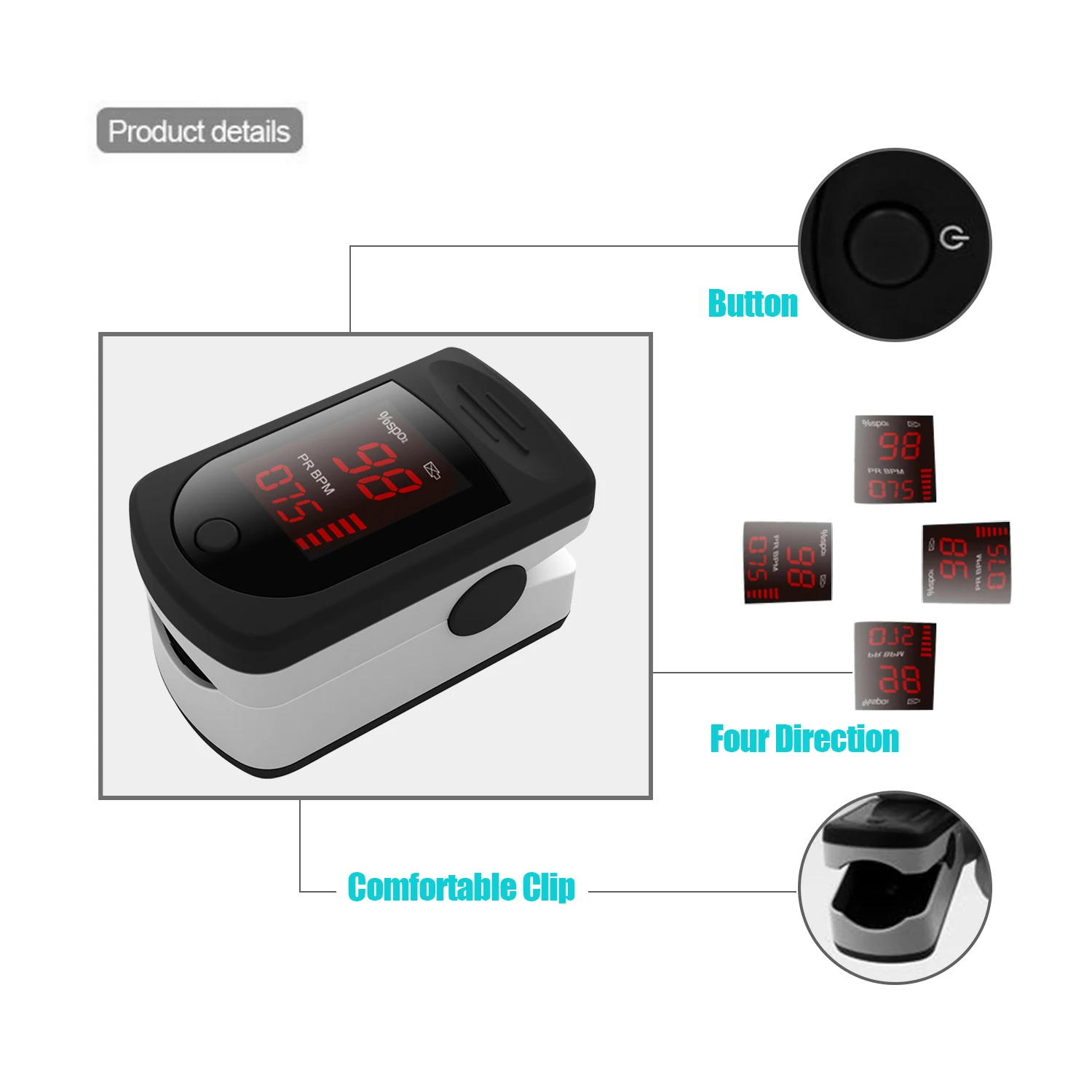 Generic Blood Oxygen Monitor Finger Pulse Oximeter Oxygen Saturation