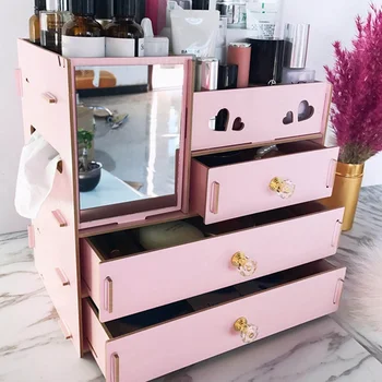 Drawer Type Large Capacity Shelf Make Up Organizer Box Cosmetics With Mirror Wooden Storage Box For Jewelry Home Organizer
Drawer Type Large Capacity Shelf Make Up Organizer Box Cosmetics With Mirror Wooden Storage Box For Jewelry Home Organizer
