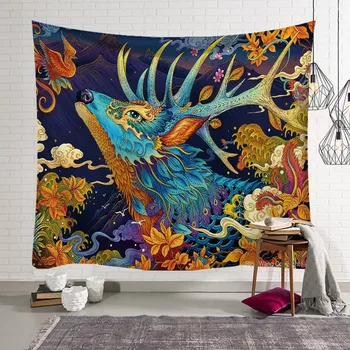 

Cilected Color Art Tapestry Wall Hanging Polyester Section Christmas Elk Printing Wall Painting Beach Towel Tablecloth Curtains